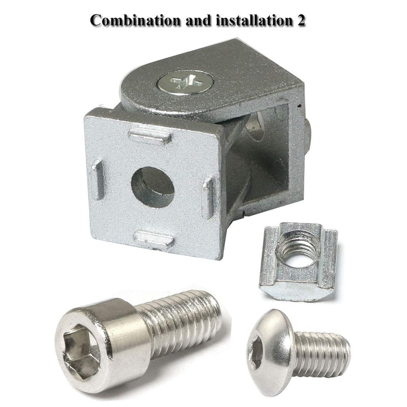 PZRT 2 Sets 2020 Series Aluminum Extrusion Profile Die-Cast Zinc Alloy Flexible Pivot Joint Connector for Aluminum Profile 20s