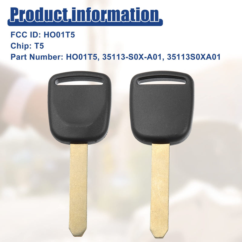 ACROPIX Uncut Ignition Transponder Key Fit for Honda Civic CR-V 2003-2005 for Element Odyssey S2000 2003-2004 HO01T5 35113-S0X-A01- Pack of 1 Black