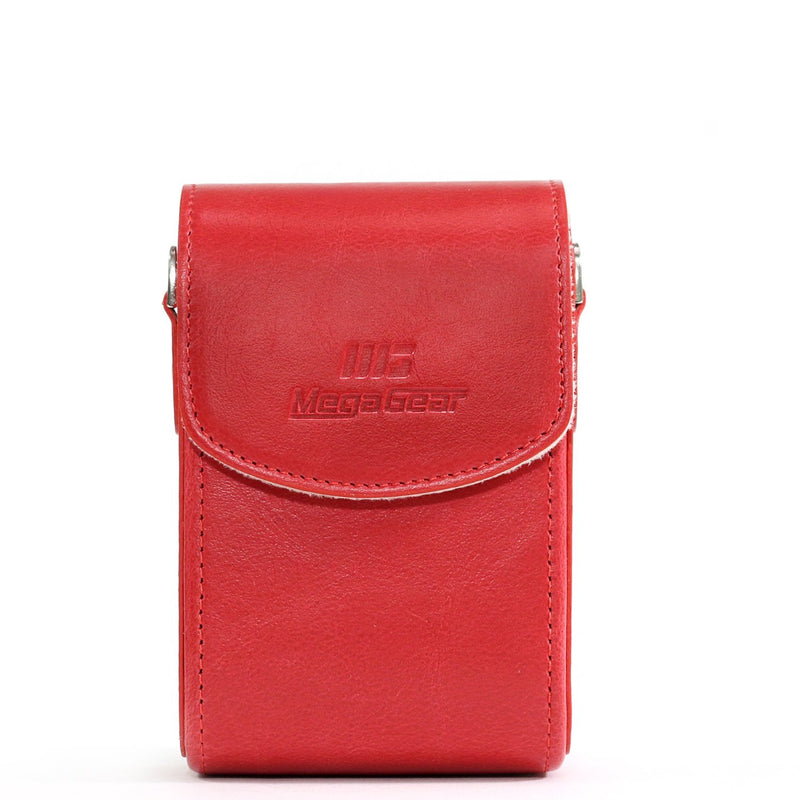 MegaGear Leather Camera Case with Strap Compatible with Canon PowerShot G7 X Mark III, G7 X Mark II, G7 X Red