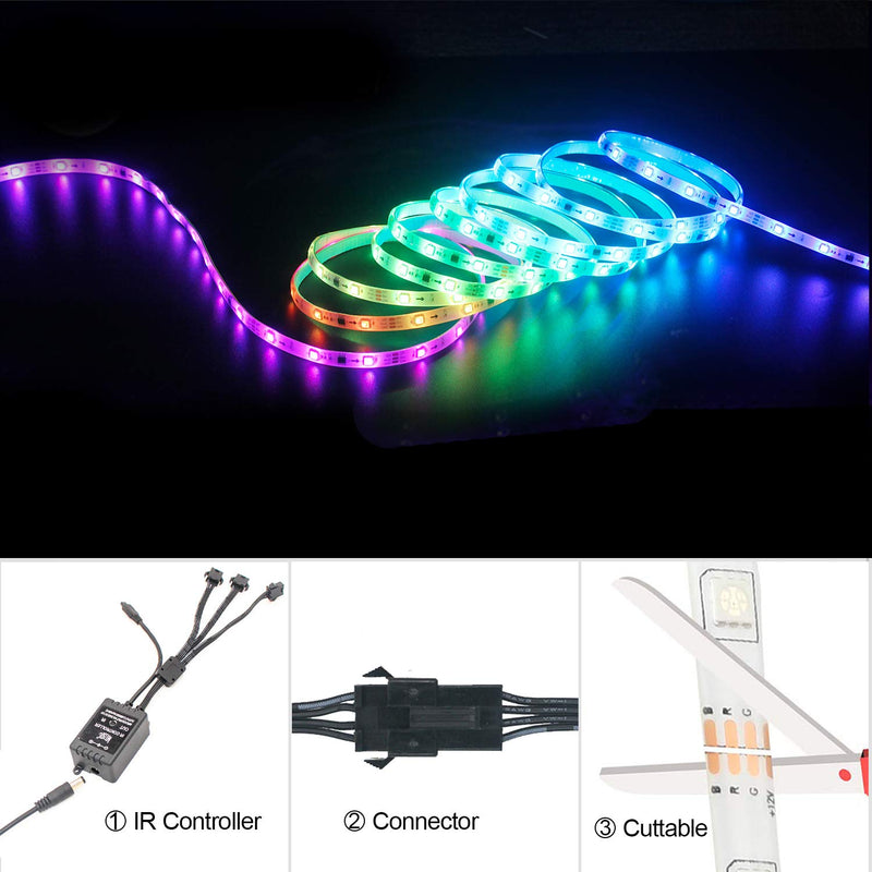 [AUSTRALIA] - 50FT Dream Color Music Led Strip Lights, 810pcs Music LED Lights Strip Flexible Rope Light with IR 20 Keys Remote, Rainbow Music to Sync Led Strip for Bedroom Party Christmas Halloween Decoration 
