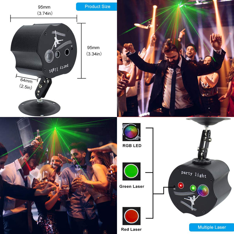 AKEPO Party Lights, RGB 3 Lens Laser Light Sound Activated 36 Patterns Projector with Remote Control for Parties Bar Birthday Christmas Event Live Show Decorations DJ Disco Strobe Stage Lights 36 Patterns RGB Led & RG Leser（3 Lens）