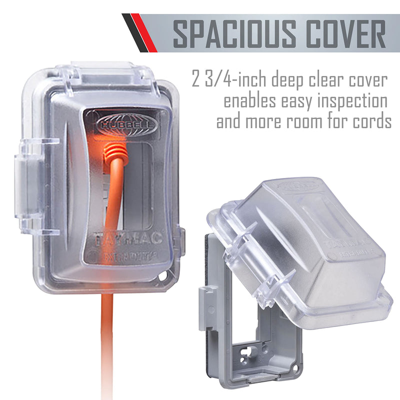 TayMac MM420C 1-Gang Nonmetallic Extra Duty Weatherproof In-Use Horizontal/Vertical 16-in-1 Standard Cover, 2.75 in, Clear 2.75 in.