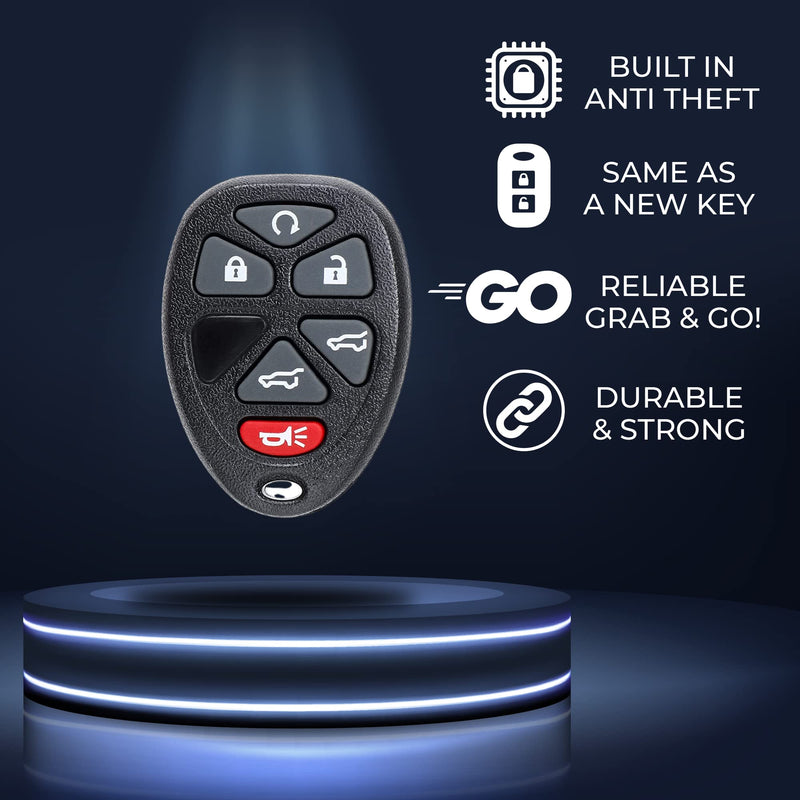 [AUSTRALIA] - KeylessPros 6-Button Keyless Entry Remote Key Fob Replacement, Compatible with 2007-2014 Cadillac Escalade, GMC Yukon, Chevy Tahoe Suburban, 2009-2017 Traverse 15913427, OUC60270 (2-Pack) 6-BTNx2 