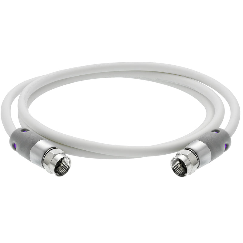 Mediabridge Coaxial Cable (1.5 Feet) with F-Male Connectors – Dual Shielded - Flex Series - Digital Audio/Video Cable - White - (Part# CJ01-MWF-N1) 1 FT