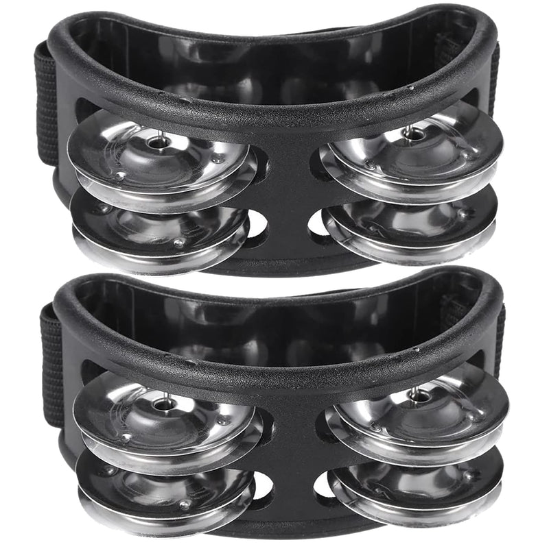 2PCS Foot Tambourine for Adults Kids, Musical Instrument Percussion Pedal with Steel Jingle Bells for Drum & Guitar Playing - Black