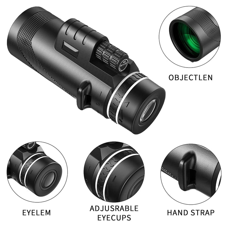 40x60 Monocular-Telescope High Powered Monocular for Adults Monocular for Smartphone Adapter Monocular Telescope Hunting Wildlife Bird Watching Travel Camping Hiking 3.4 x 3.3 x 3.1 inches
