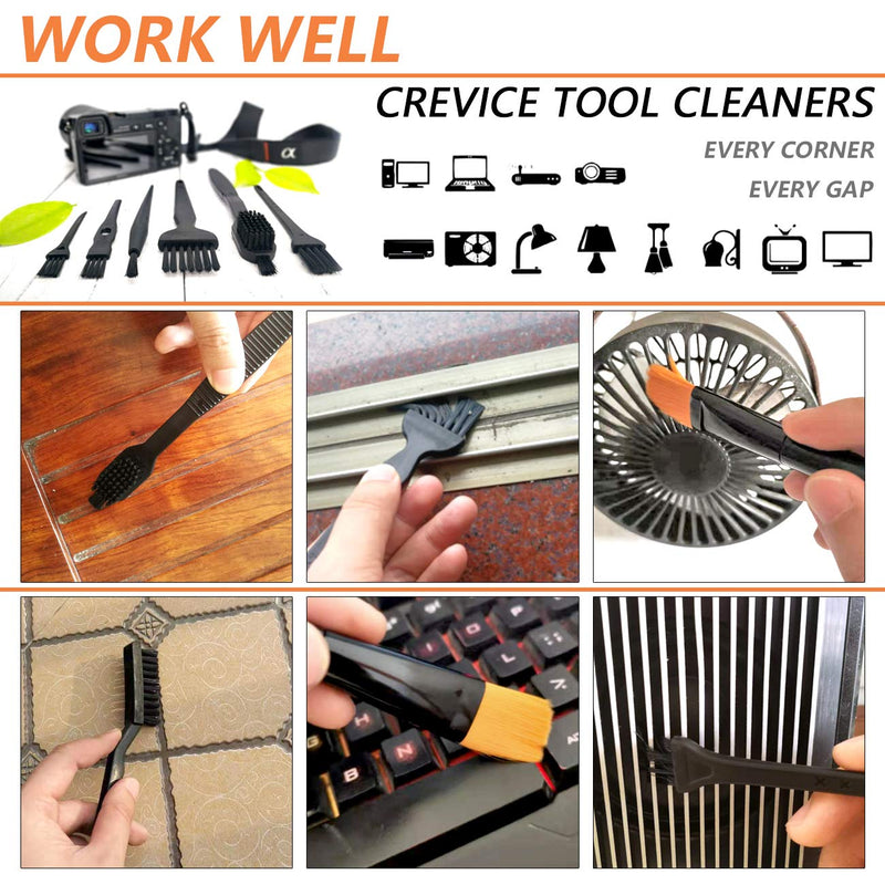 Computer PC Keyboard Laptop Electronics Camera Small Cleaning Brush Kit (Black, Set of 7)