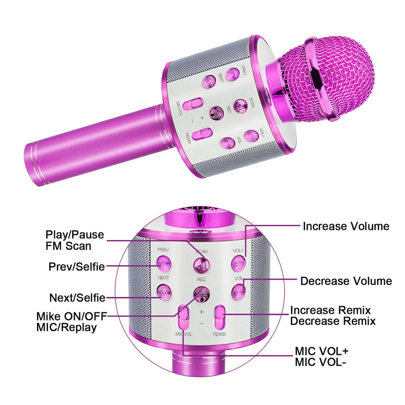 [AUSTRALIA] - Birthday Gifts for 4-12 Year Old Girls, Touber Wireless Karaoke Microphone Toys for 6-12 Year Old Girls Kids Birthday Party Gift for Girls Age 4-12 PINK 