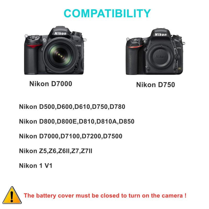 Tengdaxing EH-5b EP-5B DC Coupler AC Power Adapter Kit for Nikon D500 D600 D610 D750 D780 D800 D800E D810 D810A D850 D7000 D7100 D7200 D7500 Z5 Z6 Z6II Z7 Z7II 1V1 Cameras.