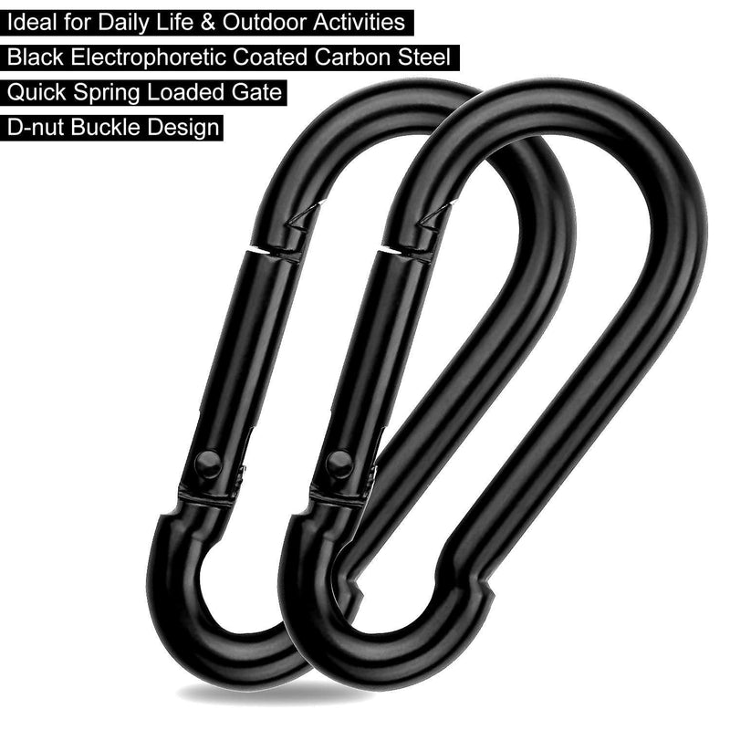 8 Pack Spring Snap Hooks, Heavy Duty Carbon Steel Carabiner Clip, Capacity 500Lbs 5/16”x3” Quick Link Buckle Clip for Camping, Fishing, Hiking M8 Key Chain Carabiner for Swing and Hammock