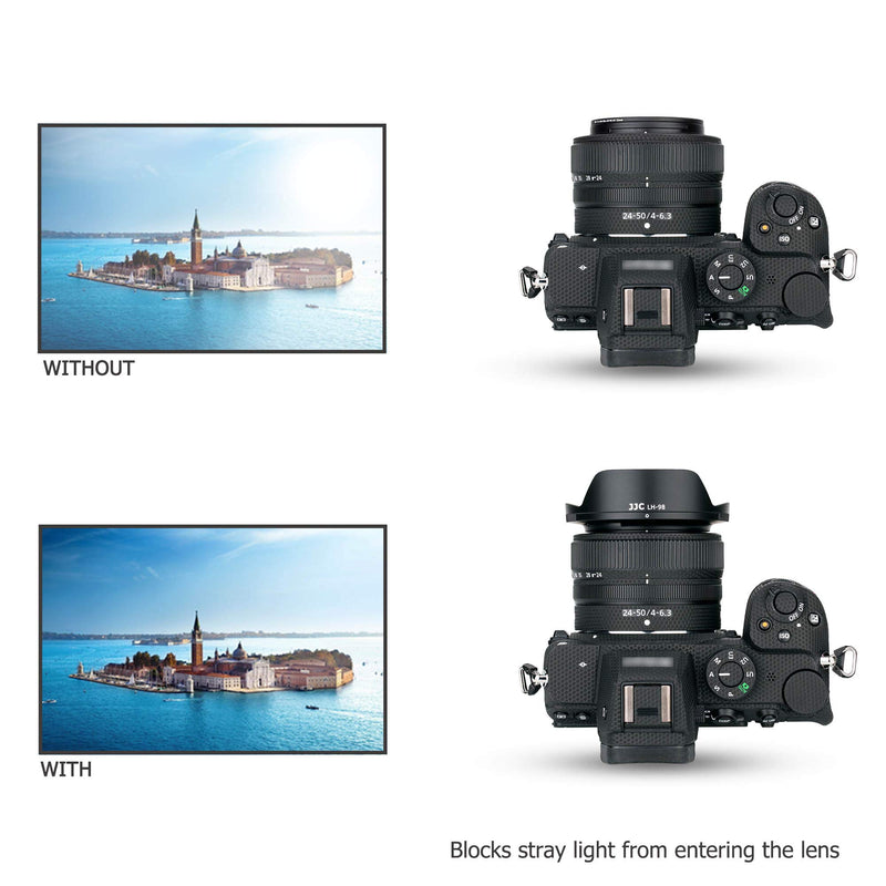 Petal Style Bayonet Lens Hood Shade for Nikon NIKKOR Z 24-50mm f/4-6.3 Lens on Nikon Z5 Z6 Z6 II Z7 Z7 II Replace Nikon HB-98 Replace Nikon HB-98 for 24-50mm Lens