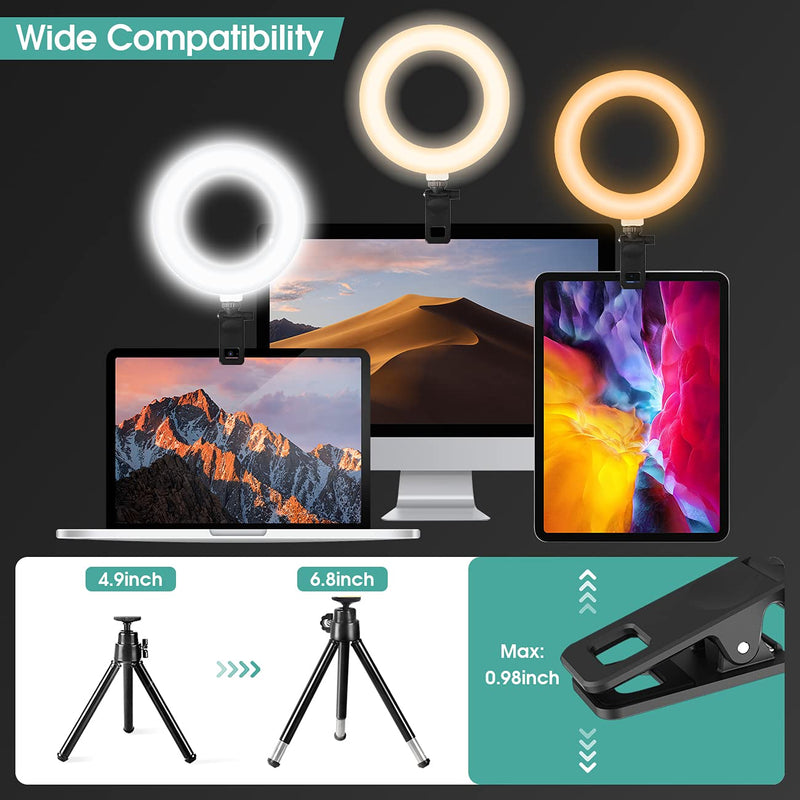 Video Conference Lighting Kit with Phone Stand, Lusweimi 2-Pack Ring Light with USB-C for Computer/Laptop/Remote Working/Zoom Lighting, Webcam Lights Clip on MacBook Monitor with Mini Tripod