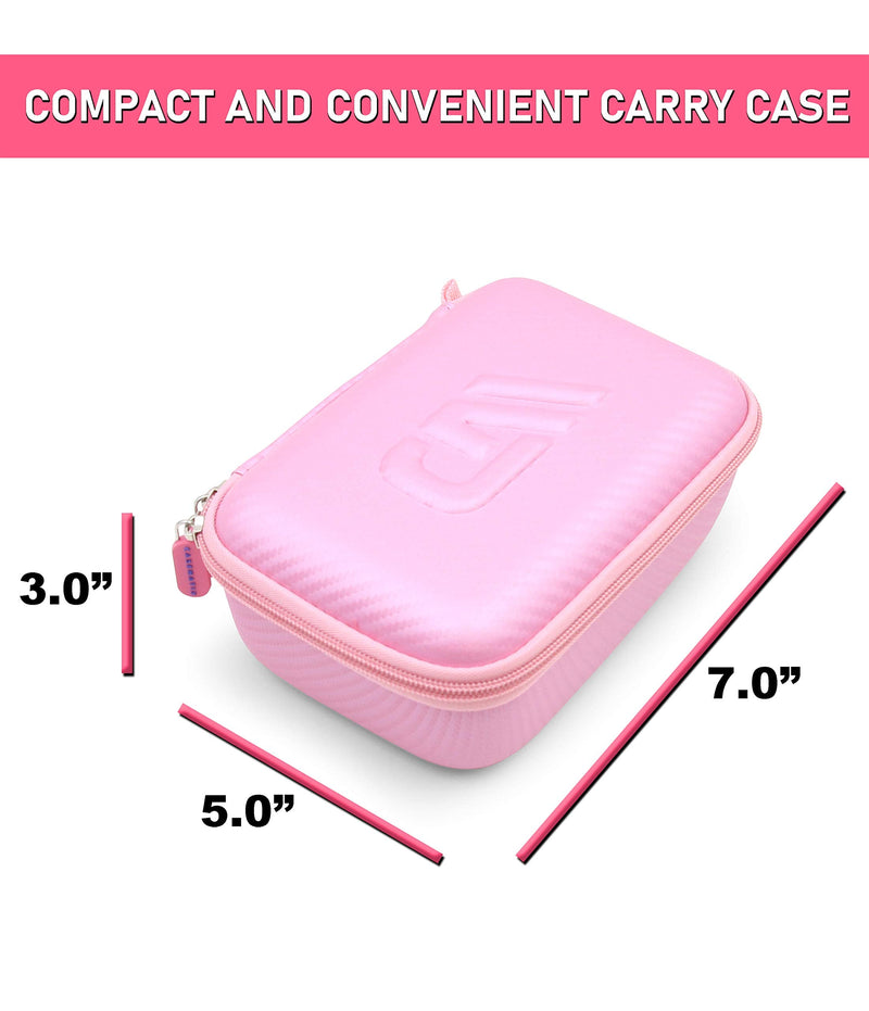 CASEMATIX Camera Travel Case Compatible with PROGRACE, Ourlife, Dragon Touch and More Waterproof Toy Camera Video Recorders - Pink Case for Toy Action Camera and Accessories
