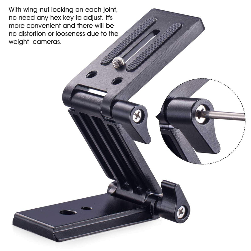 Universal Flex Tilt Head Z Mount Bracket Arca-Swiss Tripod Head Quick Release Plate Mounting for Monopod Slider Rail Cage Rig Stabilizer Gimbal Compatible with DSLR Camera Canon Nikon Sony Panasonic