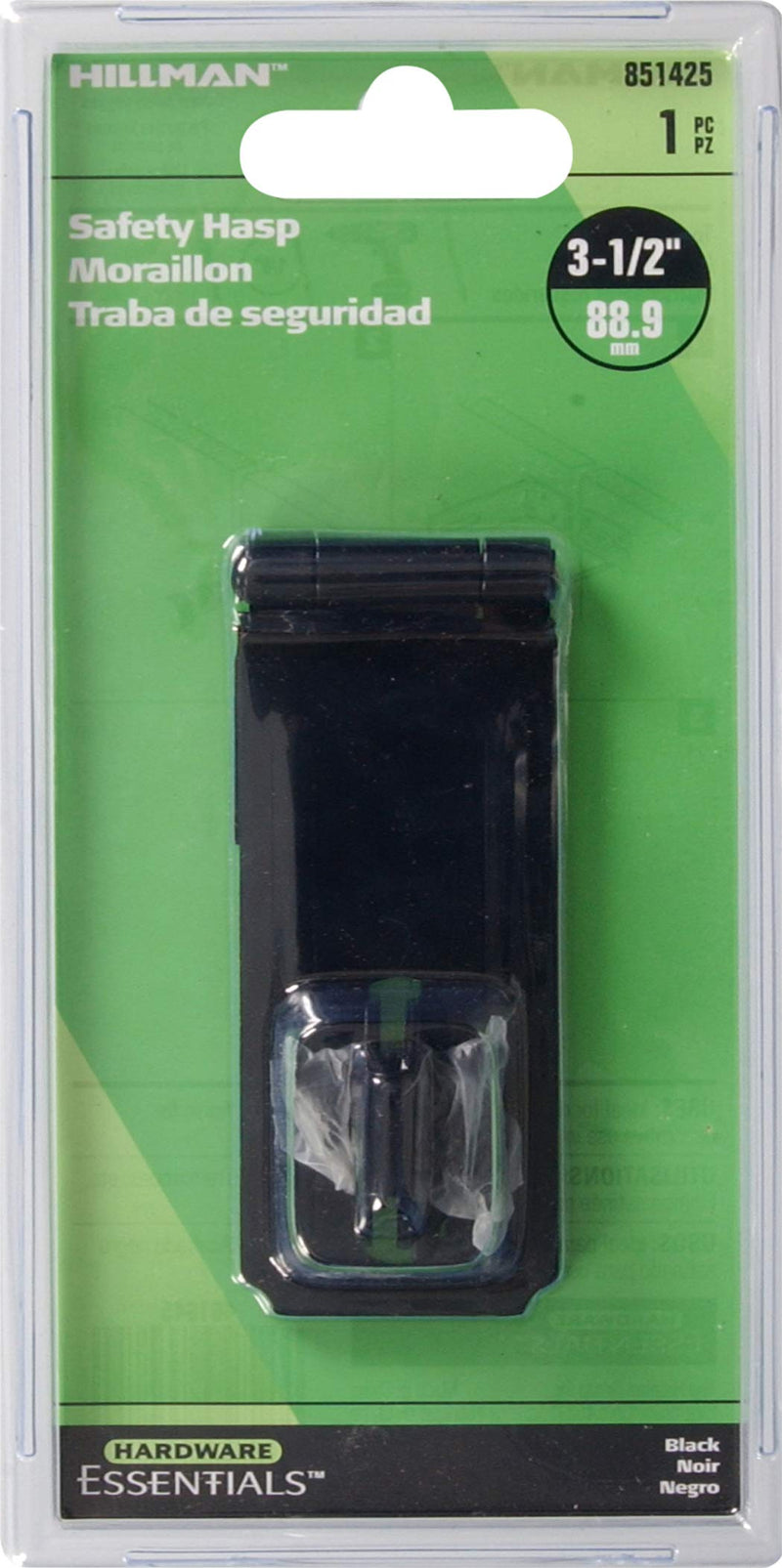 Hillman Hardware Essentials 851425 Fixed Staple Safety Hasp Black 3-1/2"