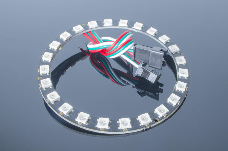 [AUSTRALIA] - ACROBOTIC 24-Pixel Addressable 24-Bit RGB LED Ring (Black PCB), 5V, WS2812B (WS2811), Includes 3-Pin JST-SM Wires Pair (Female/Male) 