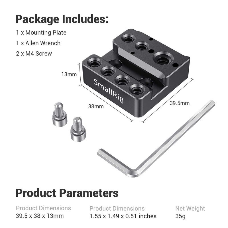 SMALLRIG Monitor Mount Holder for DJI Ronin S & Ronin SC Gimbal Accessories Mounting Plate, w/ 1/4” Thread 3/8” Locating Hole NATO Rail for Magic Arm Handle - 2214 1pc