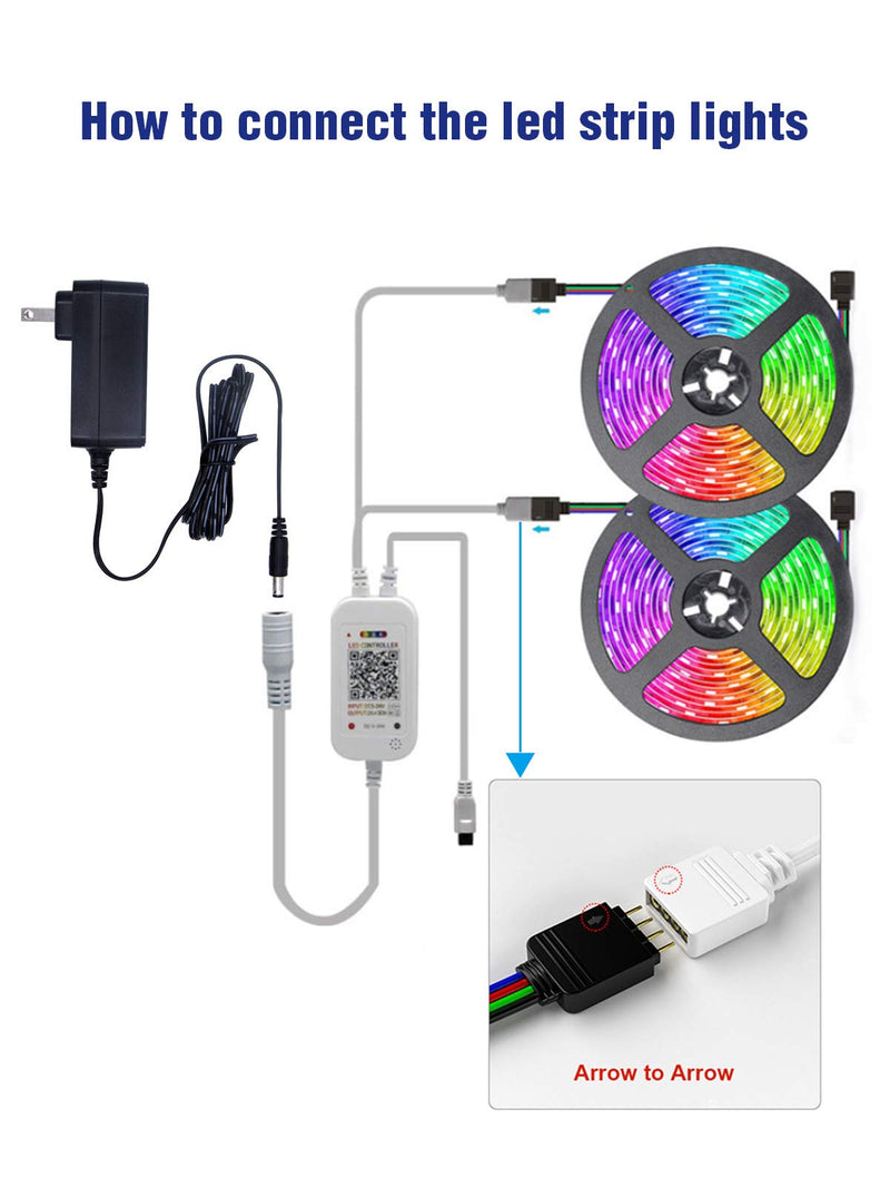 [AUSTRALIA] - LED Strip Lights, COCOCKA 32.8ft Waterproof RGB Light Strip Color Changing SMD 5050 LED Tape Lights 300 LEDs with Remote and Adapter, Bluetooth LED Lights for Bedroom, Home, Kitchen, Party 