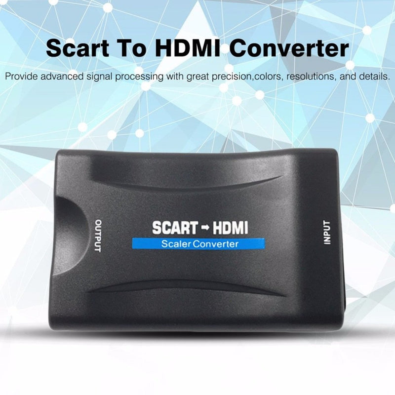 1080P SCART to HDMI Video Audio Upscale Converter Adapter for HD TV DVD for Sky Box STB Plug and Play