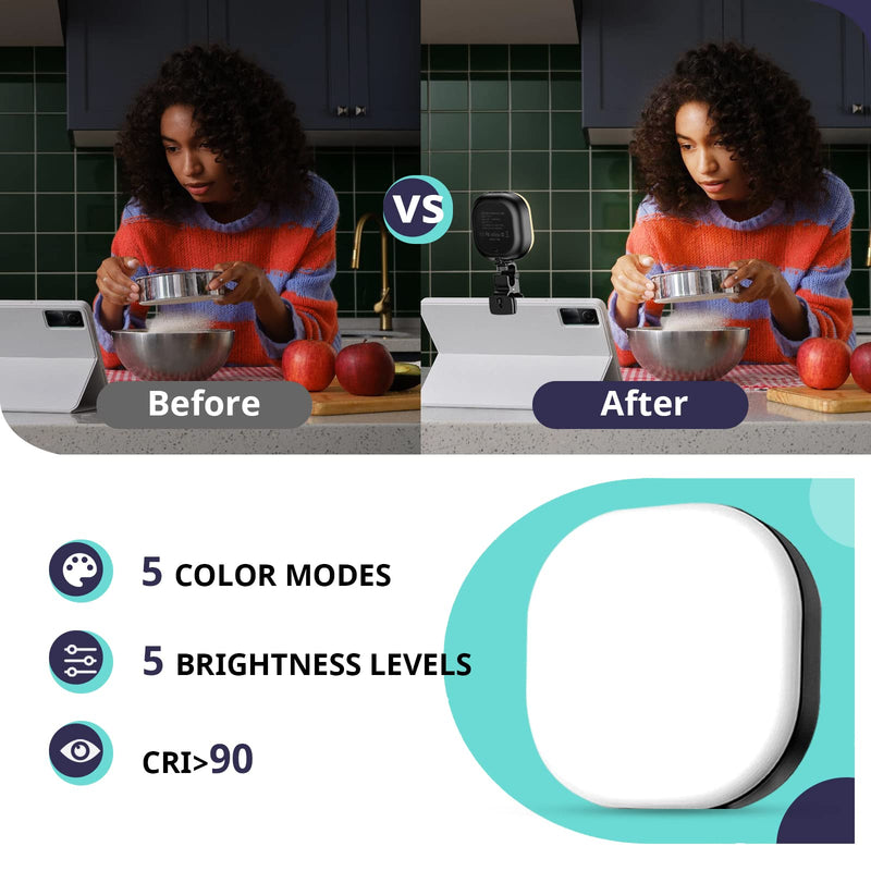 Sensyne Selfie Light, 60 LED Video Conference Lighting, Adjusted 3 Light Modes, Rechargeble Clip-on Fill Light Compatible with Cell Phone,iPad,Laptop for Live Streaming, Selfie, Vlog, Zoom Calls