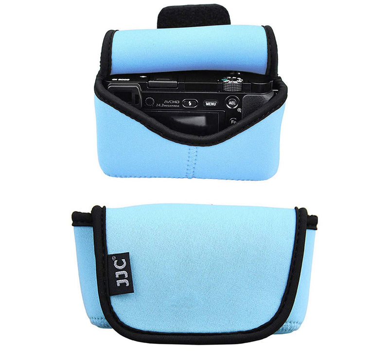 JJC Sky Blue Water Resistant Ultra Light Neoprene Camera Case Pouch Bag, Compatible: Sony a6600 a6500 a6400 a6300 a6100 a6000 a5100 +16-50mm Pancake Lens & Panasonic LX100 LX100 II Sigma FP