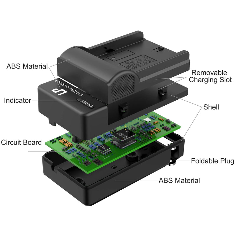 NP-F550 Battery Charger, LP Charger Compatible with Sony NP F970, F960, F770, F750, F570, F530, F330, CCD-SC55,TR516,TR716, TR818, TR910, TR917, CN160, CN-216 LED Light, Feelworld Field Monitor & More