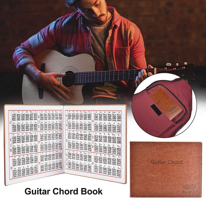 Alnicov Guitar Chord Book PU Leather Portable Paperback Book for 6 String Tablature Guitarra Finger Exercise