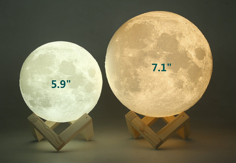 Gahaya 5.9"/15cm Moon Lamp, 3D Printed Light, Touch Control, Stepless Dimmable, Warm White (3000K) and Cool White (6000K), PLA Material, USB Recharge 5.9" 3 Colors