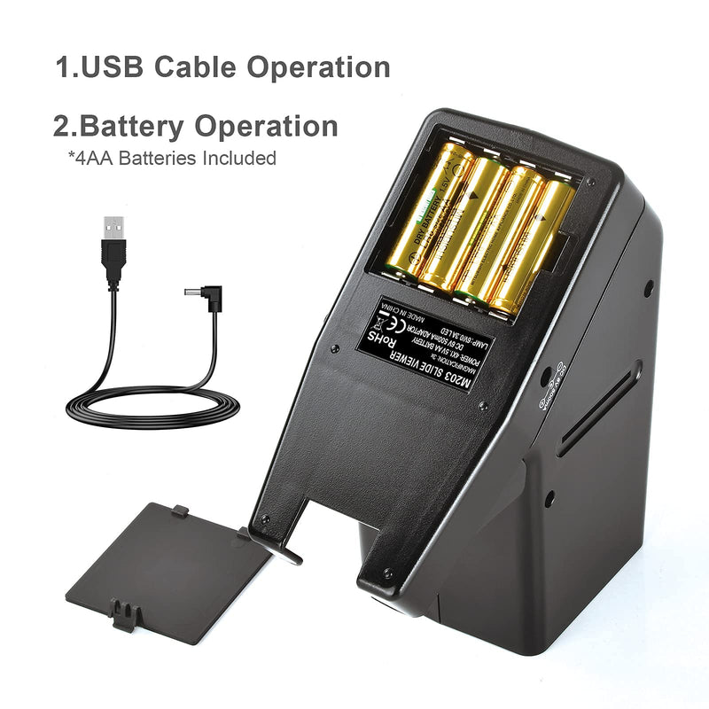 DIGITNOW!35mm Slide and Film Viewer, 3X Magnification LED Lighted Illuminated Viewing,USB Powered/Battery Operation-for 35mm Slides & Positive Film Negatives(4AA Batteries Included)