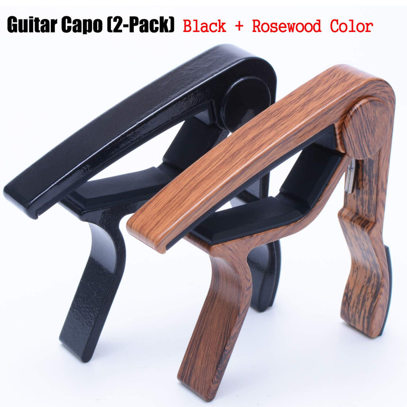 Capo Guitar Capo Rosewood Color Capo Black Capo 2-Pack Guitar Capos for Acoustic,Electric,Ukulele and Bass(1Rosewood+1 Black)