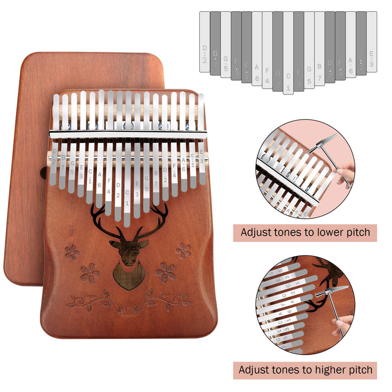 VIBOLA Kalimba 17 Keys Thumb Piano, Finger Piano Portable Solid African Wood Finger Piano Gift for Kids and Adults Beginners with Study Instruction and Tuning Hammer