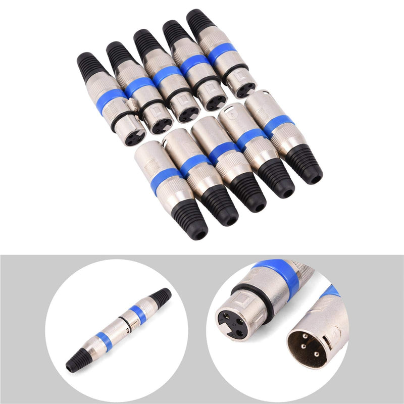5 Pairs XLR Connector 3-Pin XLR Mic Microphone Audio Connector Male Plug Female Socket