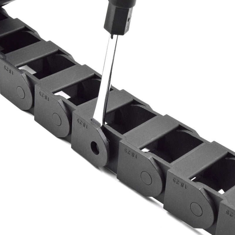 Plastic Drag Chain Cable Carrier Semi Closed with End Connectors R38 18 x 25mm L1000mm for Electrical CNC Router Machines