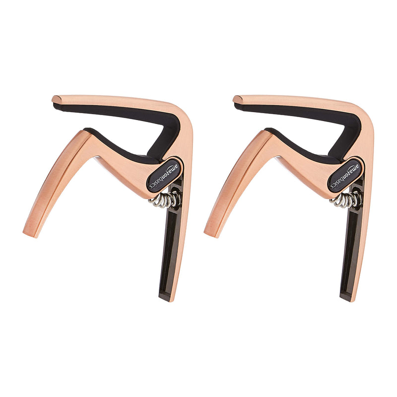 AmazonBasics Zinc Alloy Guitar Capo for Acoustic and Electric Guitar, Copper, 2-Pack