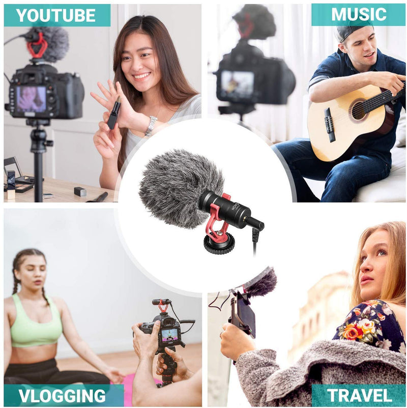Movo VXR10 Universal Video Microphone with Lightning Dongle Adapter - Includes Shock Mount, Deadcat Windscreen, Case - Compatible with iPhone 12, 11, 11 Pro, XS, XR, X, 8, 7, 6S, 6, 5S, iPad and More