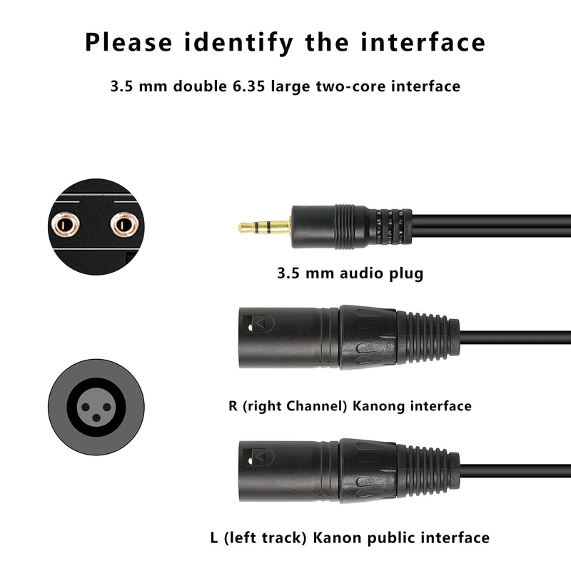 3.5mm to XLR Stereo Cable 1/8 TRS to 2 XLR Male Y Splitter Adapter Interconnect Audio Microphone Breakout Patch Cord