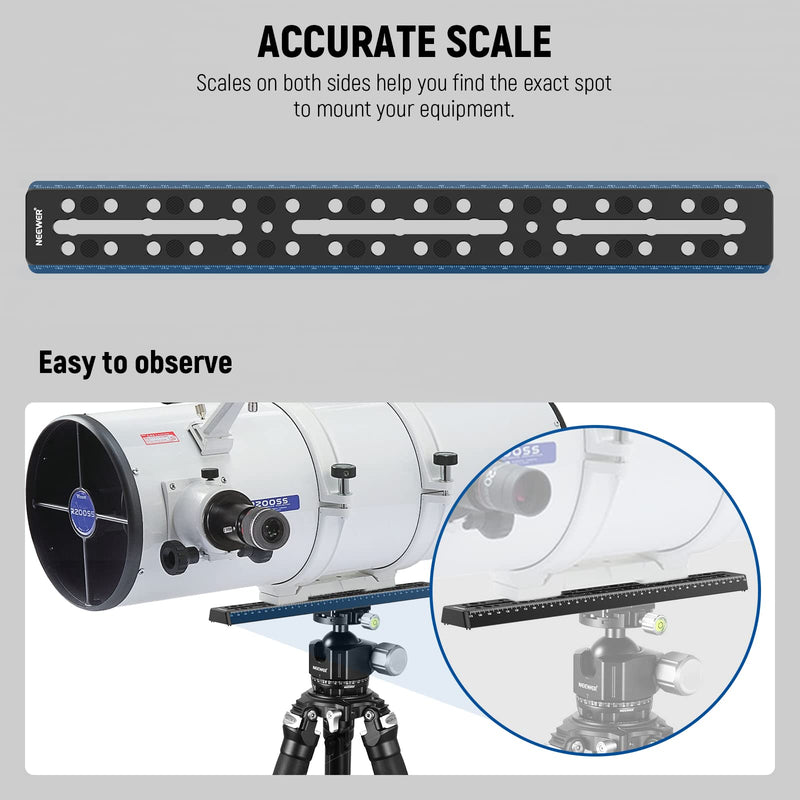 NEEWER 13.8"/350mm Rail Bar Vixen Style Dovetail Plate, Metal Mounting Plate Saddle with M6 1/4" 3/8" Camera Screw for Telescope Mount Adapter OTA Equatorial Tripod Sky Astrophotography, QR008