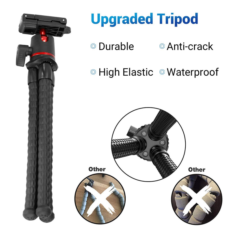 Flexible Tripod, SmallX Vlog Tripod Stand with Hidden Phone Holder w Cold Shoe Mount, 1/4'' Screw for Magic Arm, Smartphone Tripod Mount Universal for iPhone Samsung Canon Nikon Sony - 2871