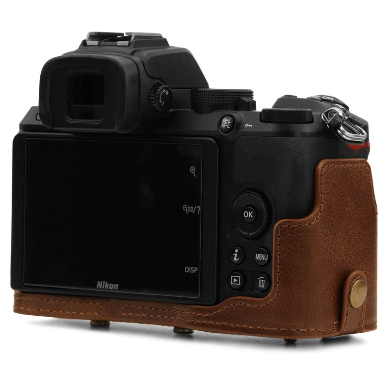 MegaGear Ever Ready Genuine Leather Camera Case Compatible with Nikon Z50 (16-50mm) Brown