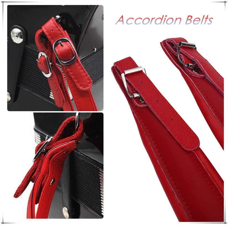 Adjustable PU Leather Accordion Shoulder Straps Set ,Comfortable Accordion Belt Set Soft Wearresistant Accordion straps for 16120 Bass Accordions (White)
