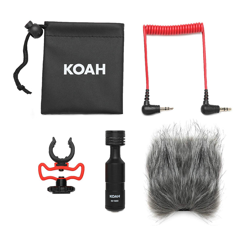 Koah Condenser Camera Microphone – Compact, Straight Facing Professional On Camera Cardioid Mic - for Sony, Panasonic, Canon, Nikon, Fuji, Olympus Cameras