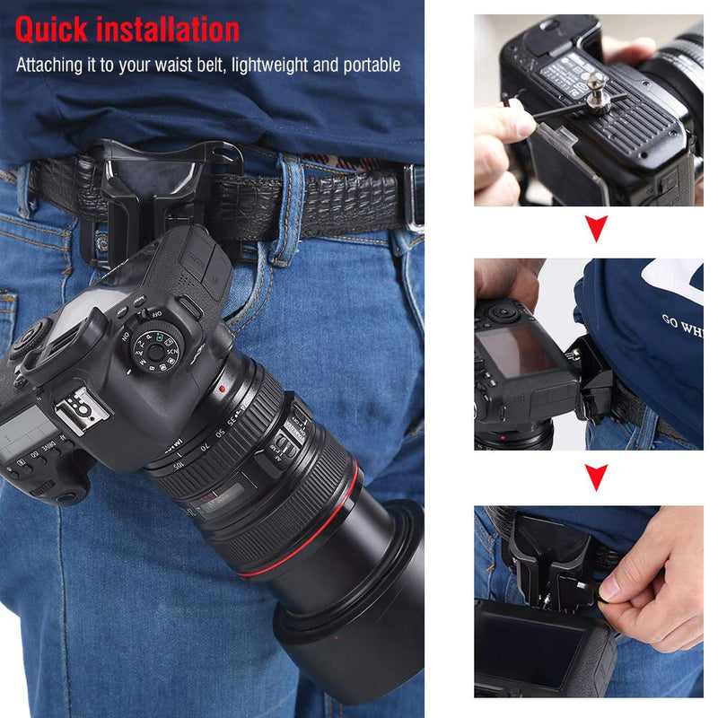 Camera Belt Clip,ANGGREK Camera Belt Clip Waist Belt Holster Holder 1Pc Camera Hanger 1/4in Screw Mount Quick Release Waist Belt Buckle Holder for DSLR