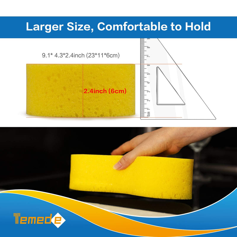 Temede Car Wash Sponge, Large All Purpose Sponges for Cleaning, 2.4in Thick Foam Scrubber Kit, Sponges for Dishes, Tile, Bike, Boat, Easy Grip Sponge for Kitchen, Bathroom, Household Cleaning, 5pcs