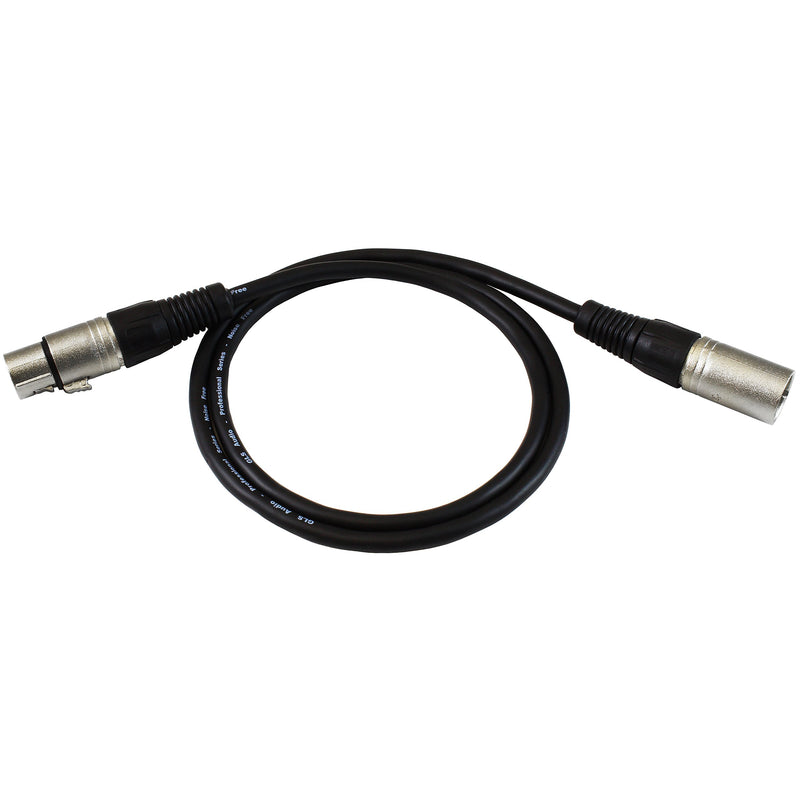 [AUSTRALIA] - GLS Audio 3ft Patch Cable Cords - XLR Male to XLR Female Black Cables - 3' Balanced Snake Cord - 6 Pack 