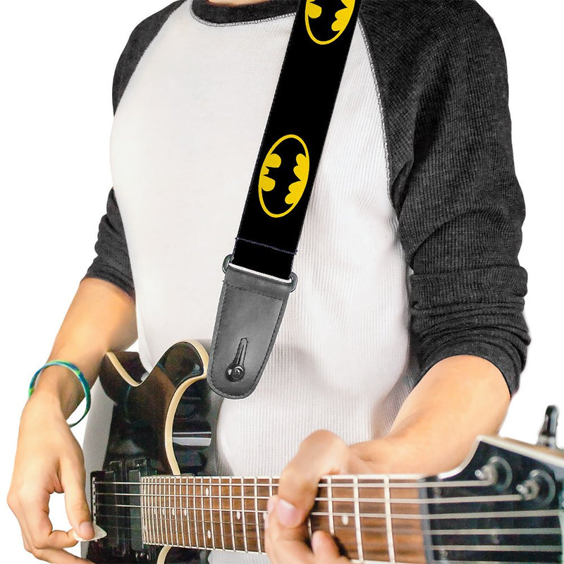 Buckle-Down GS-WBM001 Guitar Strap - Batman Shield Black/Yellow - 2" Wide - 29-54" Length