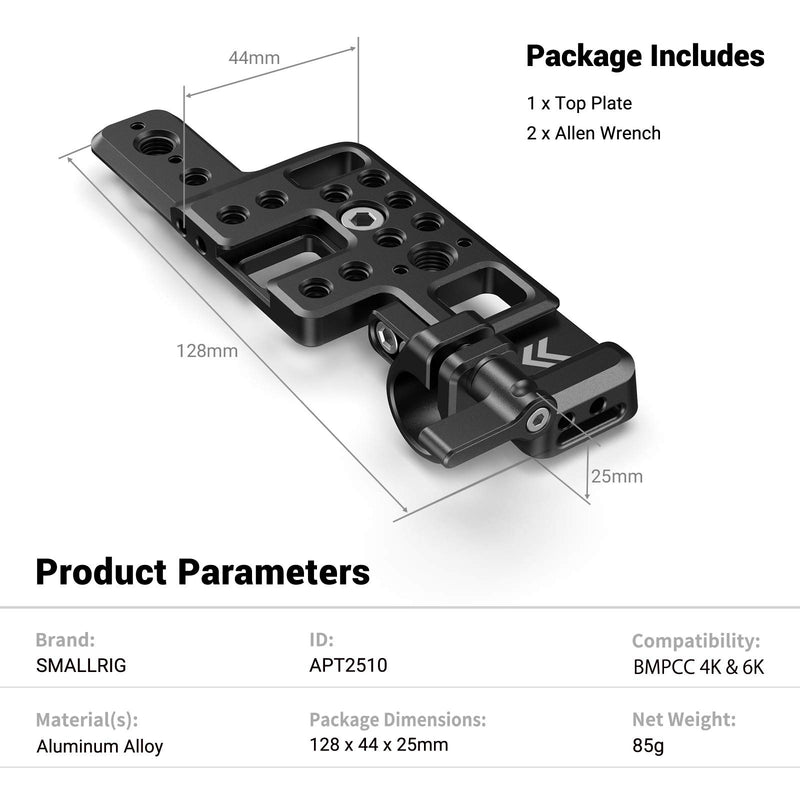 SMALLRIG Lightweight Top Plate for BMPCC 4K & 6K - APT2510