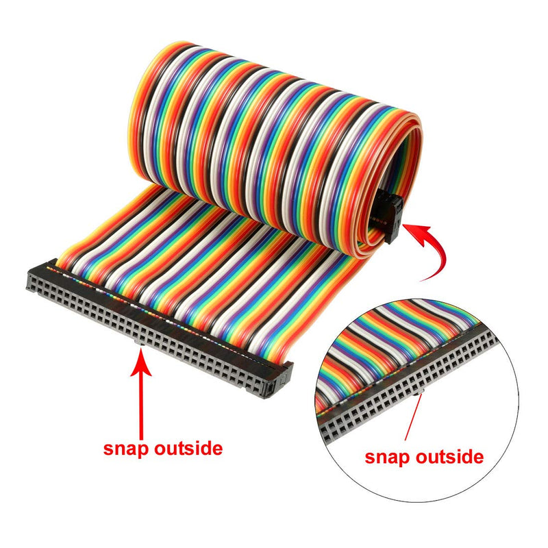 uxcell IDC Rainbow Wire Flat Ribbon Cable 64 Pins 48cm Length 2.54mm Pitch 2pcs Type-C