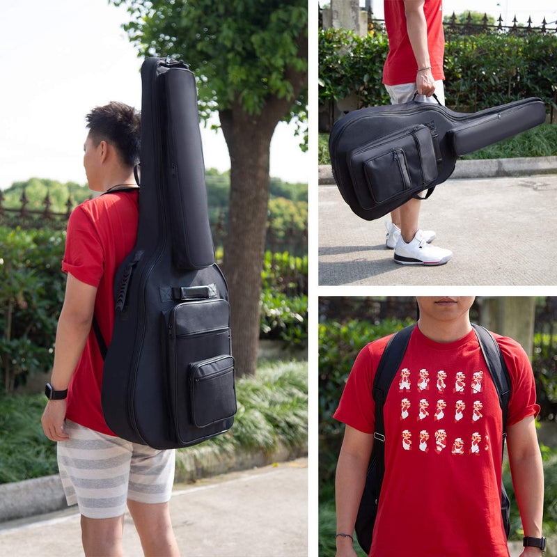 [AUSTRALIA] - CAHAYA 40 41 42 Inch Multi-pockets Acoustic Guitar Bag 6 Pockets 0.3 Inch Thick Padding Waterproof Guitar Case Gig Bag 