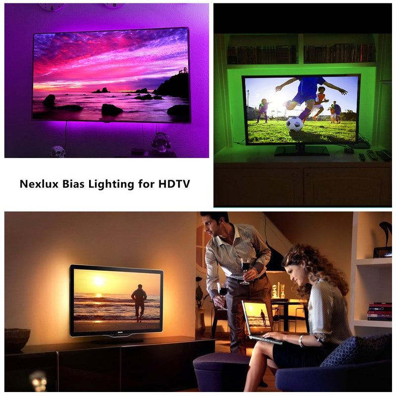 [AUSTRALIA] - Nexlux Led Strip Lights, 9.8ft Black USB LED Strip Lights TV Backlight Kit 20 Colors TV Lights 5050 LEDs Bias Lighting with 44-Key IR Remote Controller for 46 inch~65 inch HDTV PC Monitor Home Theater 