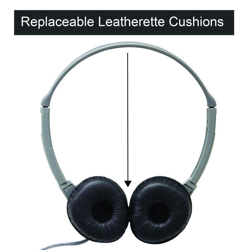 HamiltonBuhl Schoolmate On-Ear Stereo Headphone with Leatherette Cushions and in-line Volume